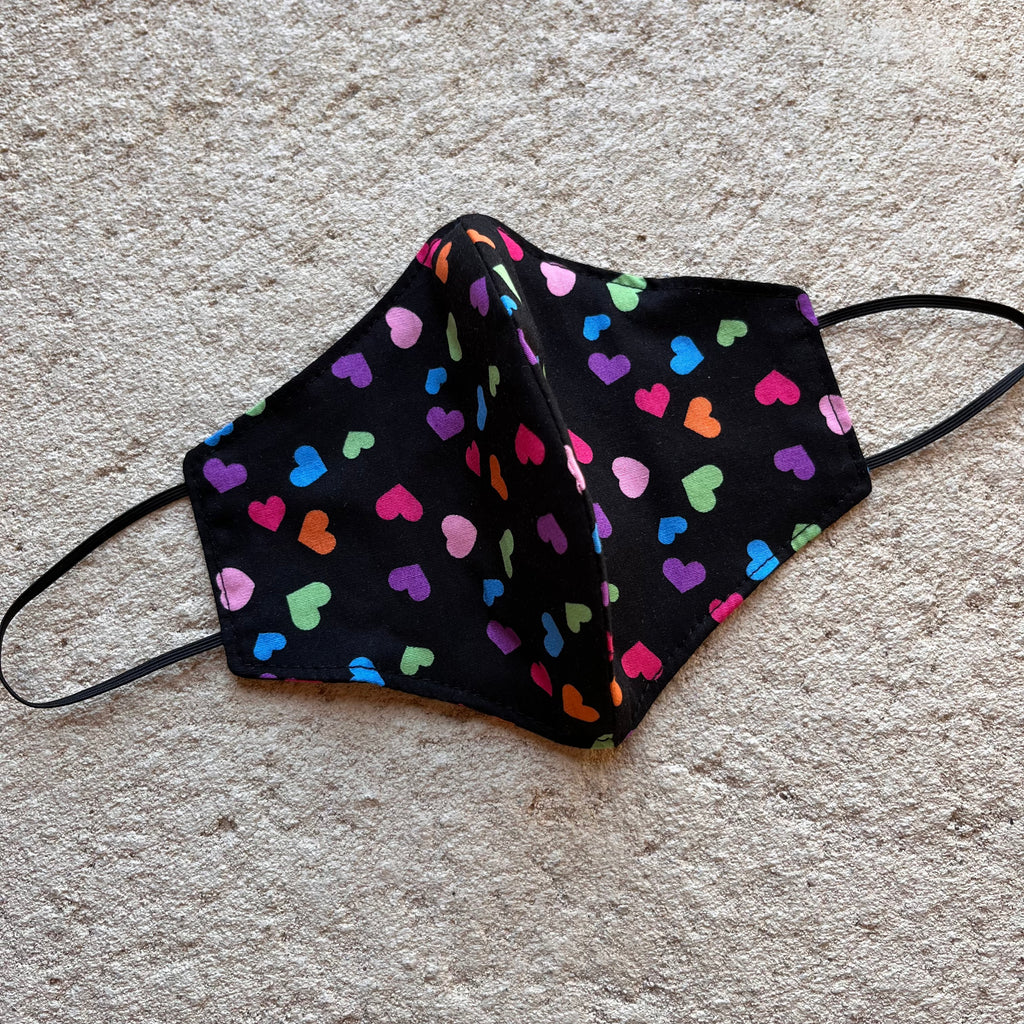 Small Cloth Mask (Child) - Rainbow Hearts