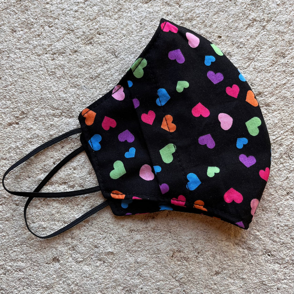 Small Cloth Mask (Child) - Rainbow Hearts