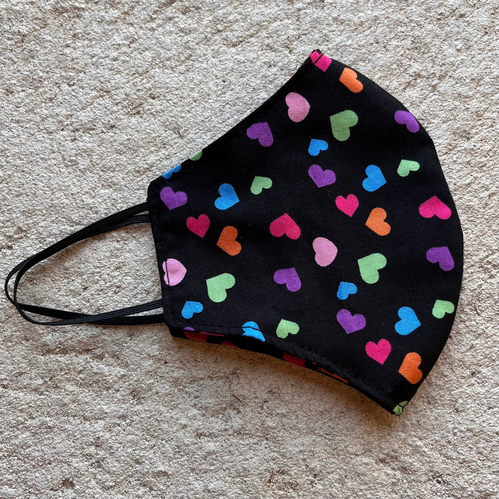 Small Cloth Mask (Child) - Rainbow Hearts